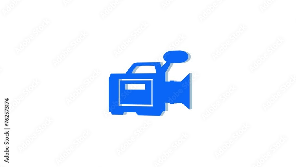 3d video camera logo icon loopable rotated blue color animation white background 3d video camera logo icon loopable rotated blue color animation white background