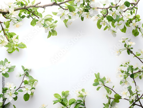 Springtime Bloom: Fresh Apple Blossoms Encircling a Blank Space