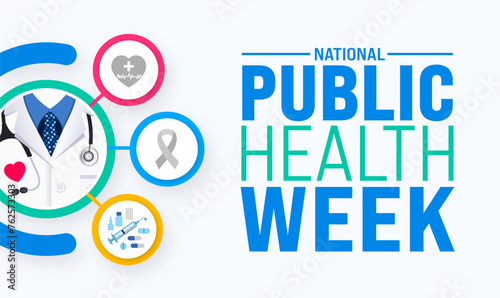 April is National Public Health Week background template. Holiday concept. use to background, banner, placard, card, and poster design template with text inscription and standard color. vector