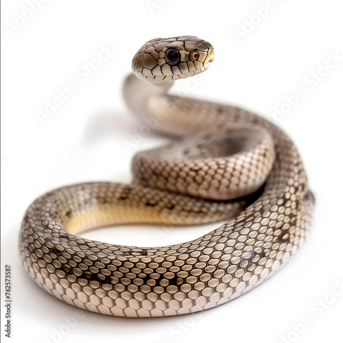 Captivating Close-Up of a Serpent on a White Background