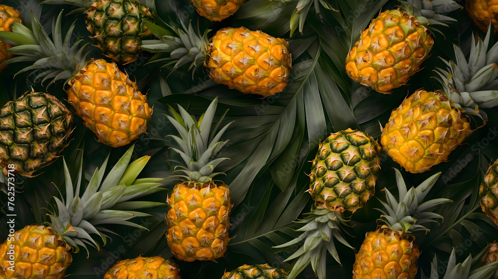 Tropical Abundance: A Delightful Array of Whole and Sliced Pineapples Tropical Abundance: A Delightful Array of Whole and Sliced Pineapples
