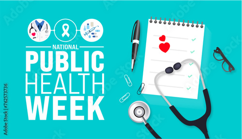 April is National Public Health Week background template. Holiday concept. use to background, banner, placard, card, and poster design template with text inscription and standard color. vector