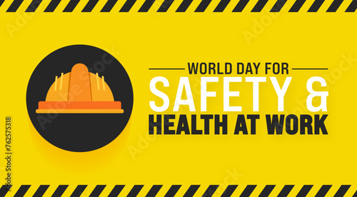 April is World Day for Safety and Health at Work background template. Holiday concept. use to background, banner, placard, card, and poster design template with text inscription and standard color. 