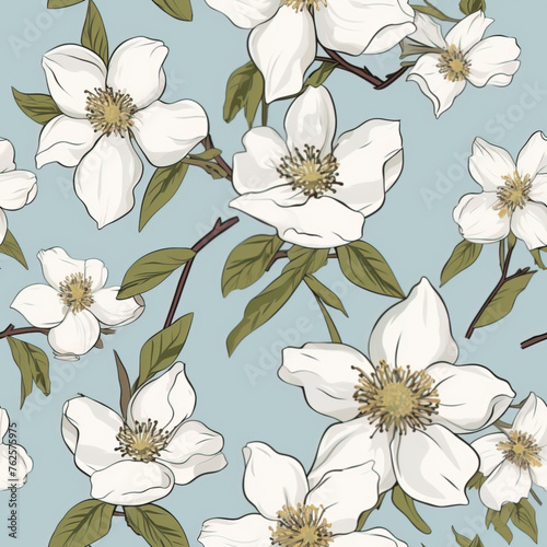 Seamless pattern with cherokee roses