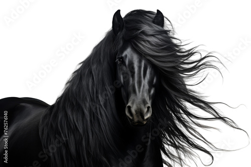 Graceful Horse Mane Portrait Isolated on Transparent Background PNG format