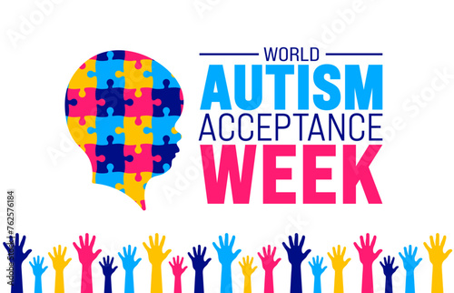 April is World Autism Acceptance Week background template. Holiday concept. use to background, banner, placard, card, and poster design template with text inscription and standard color. vector