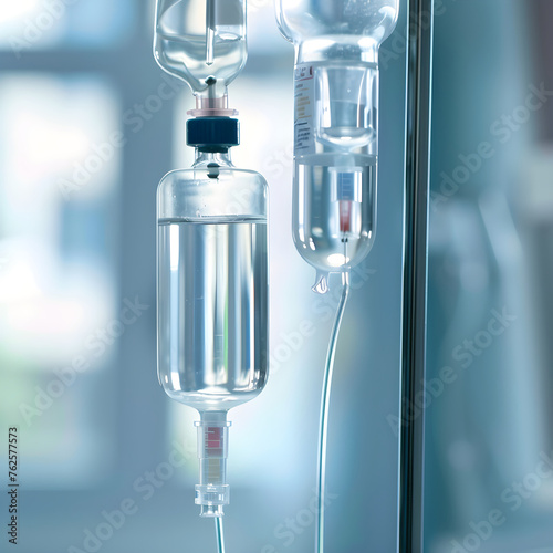 IV Infusion Equipment in a Medical Environment Demonstrating Patient Care