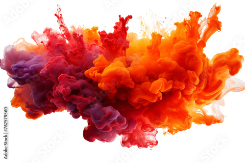 Crimson Hues Fiery Paint Explosion Isolated on Transparent Background PNG format