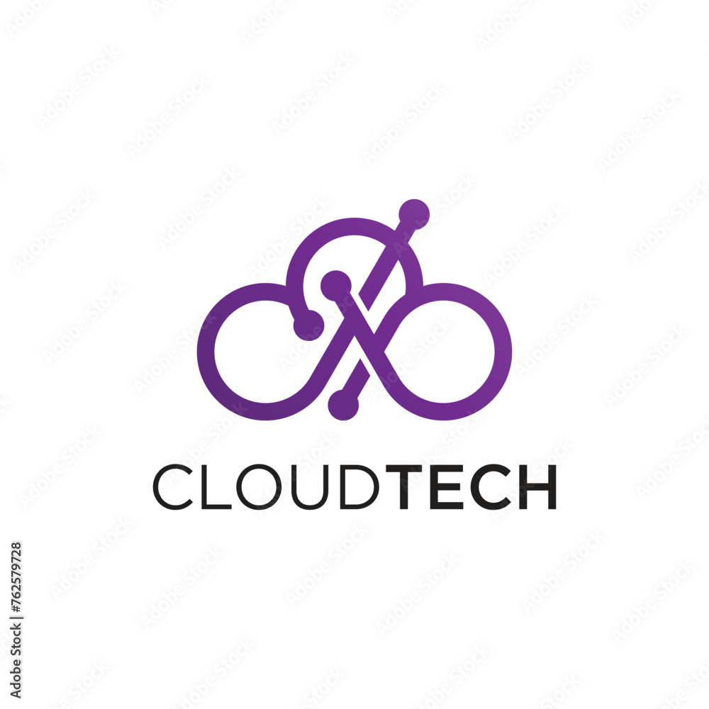 cloud technology with three circle logo concept designs cloud technology with three circle logo concept designs