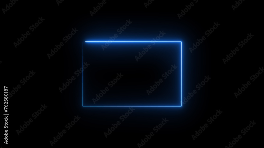 Abstract glowing neon line rectangle frame background illustration.