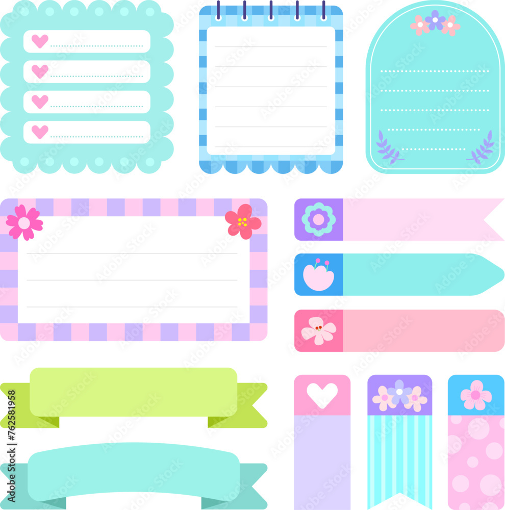 Cute hand drawn planner journal notepad paper sheet sticky note vector illustration Cute hand drawn planner journal notepad paper sheet sticky note vector illustration