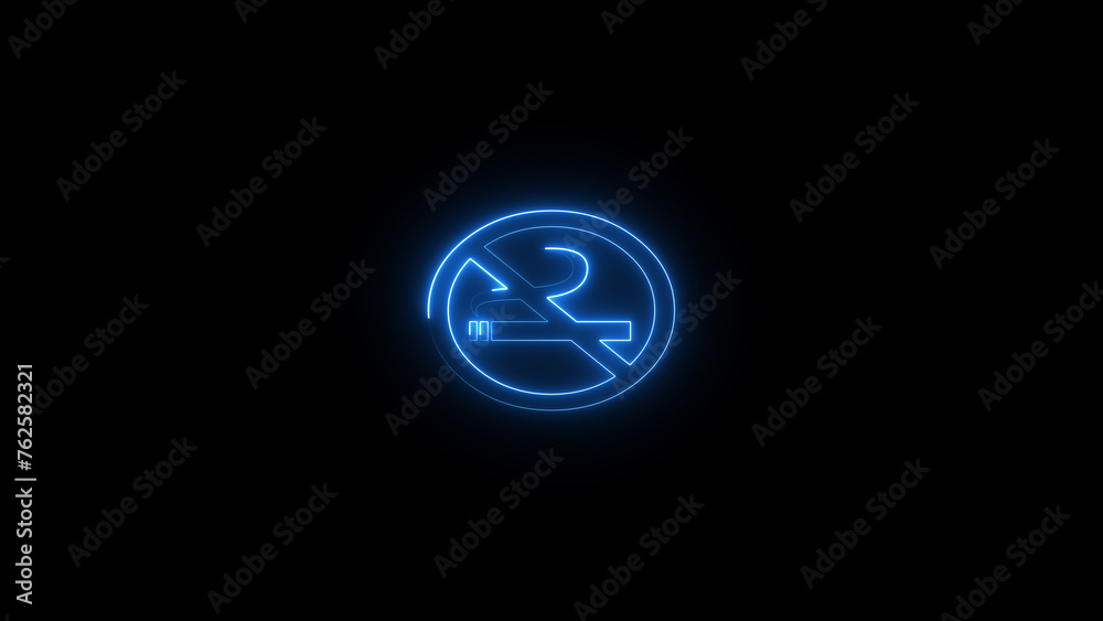 Neon Light background of no smoking icon “NO SMOKING. Neon Light background of no smoking icon “NO SMOKING.