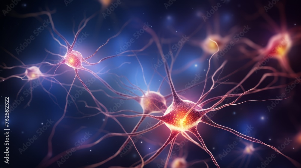 Neuron cell with neurons in connection. Science background Neuron cell with neurons in connection. Science background