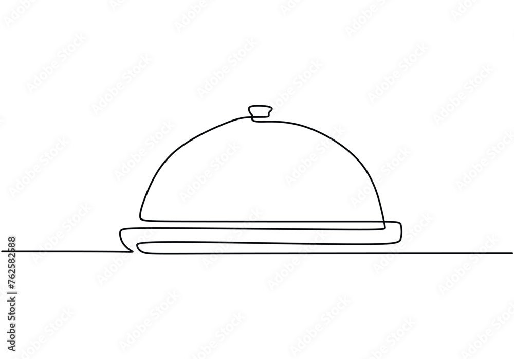 Fototapeta premium Continuous one line drawing Catering dish serving Vector illustration