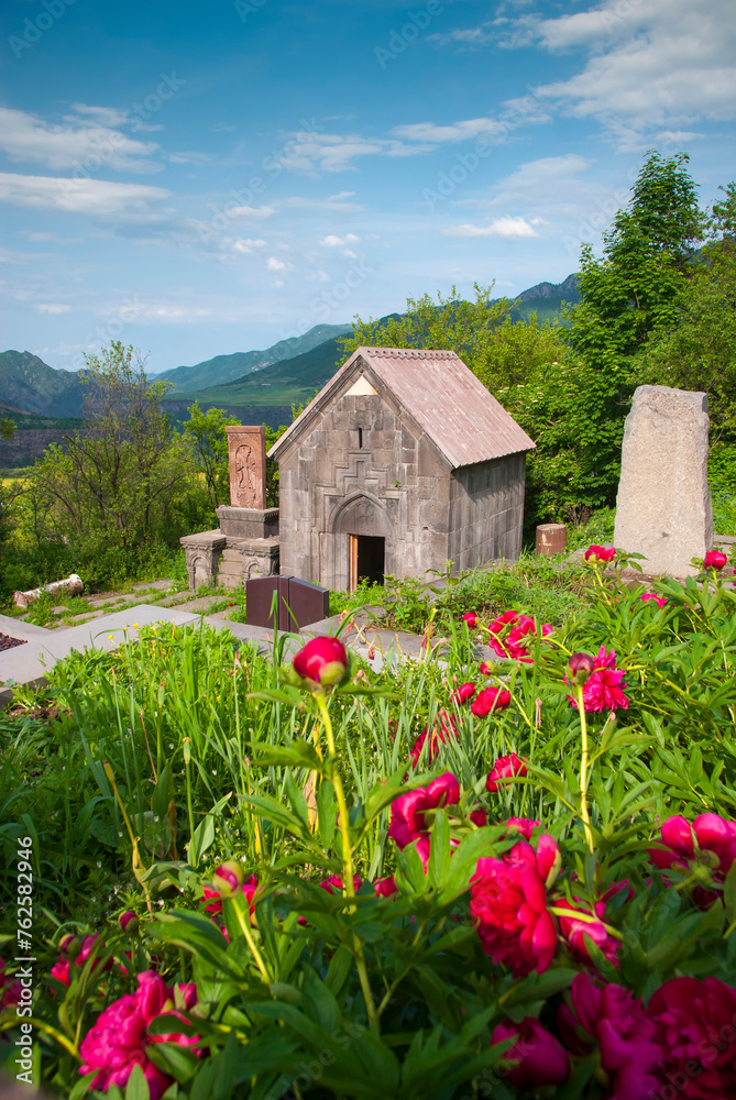 Sanahin Monastery - a landmark of Armenia on the background of beautiful mountains, UNESCO World Heritage Site Sanahin Monastery - a landmark of Armenia on the background of beautiful mountains, UNESCO World Heritage Site
