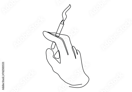 continuous single drawn one line hand with a cigarette