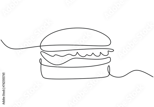 One line continuous cheeseburger. fast food restaurant burger one line