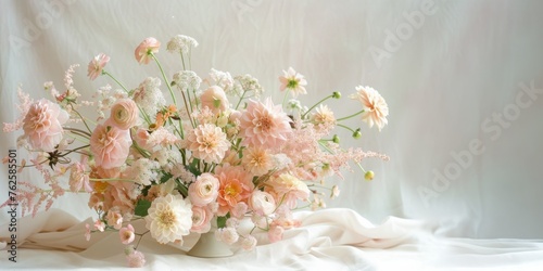 Pastel colored bridal bouquet in full bloom