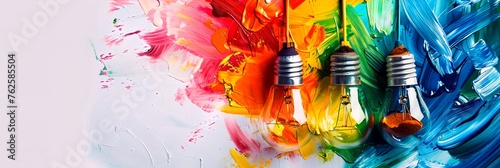 Creative idea concept with colorful background and light bulb