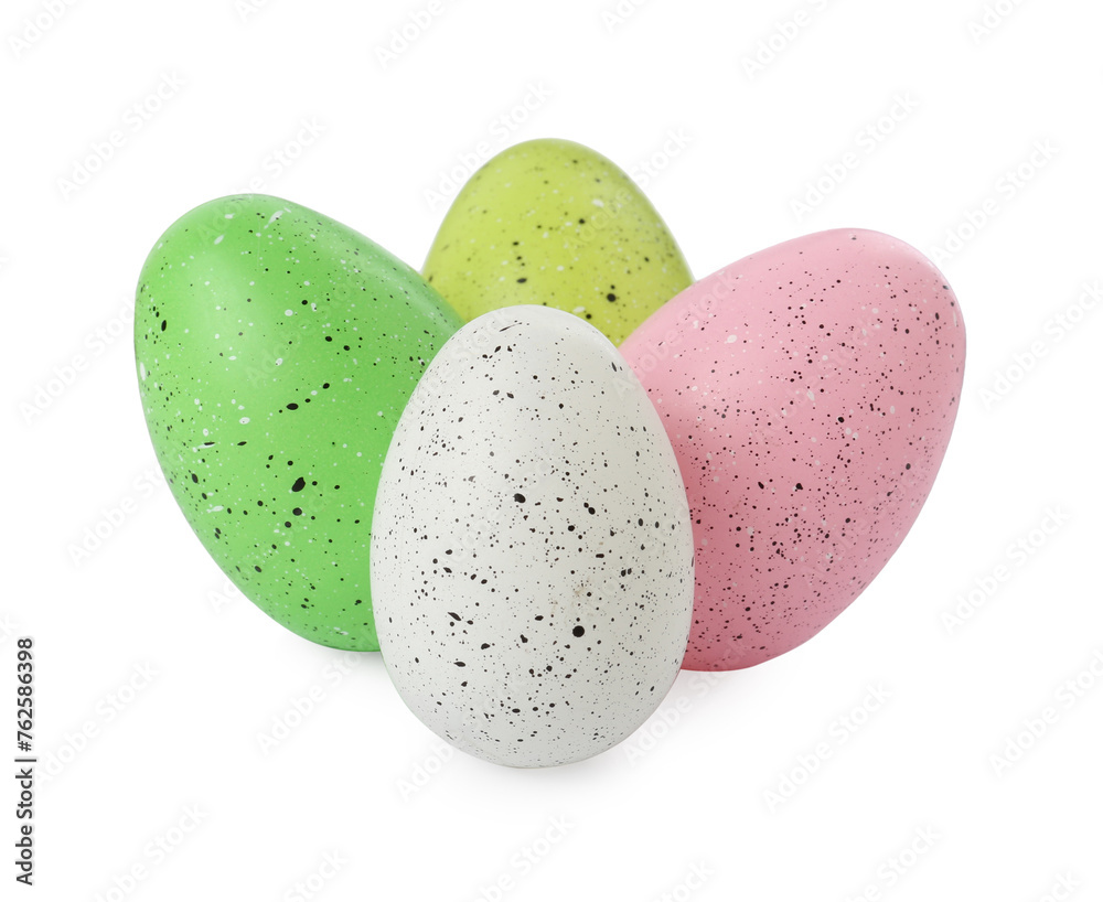 Many colorful painted eggs on white background Many colorful painted eggs on white background