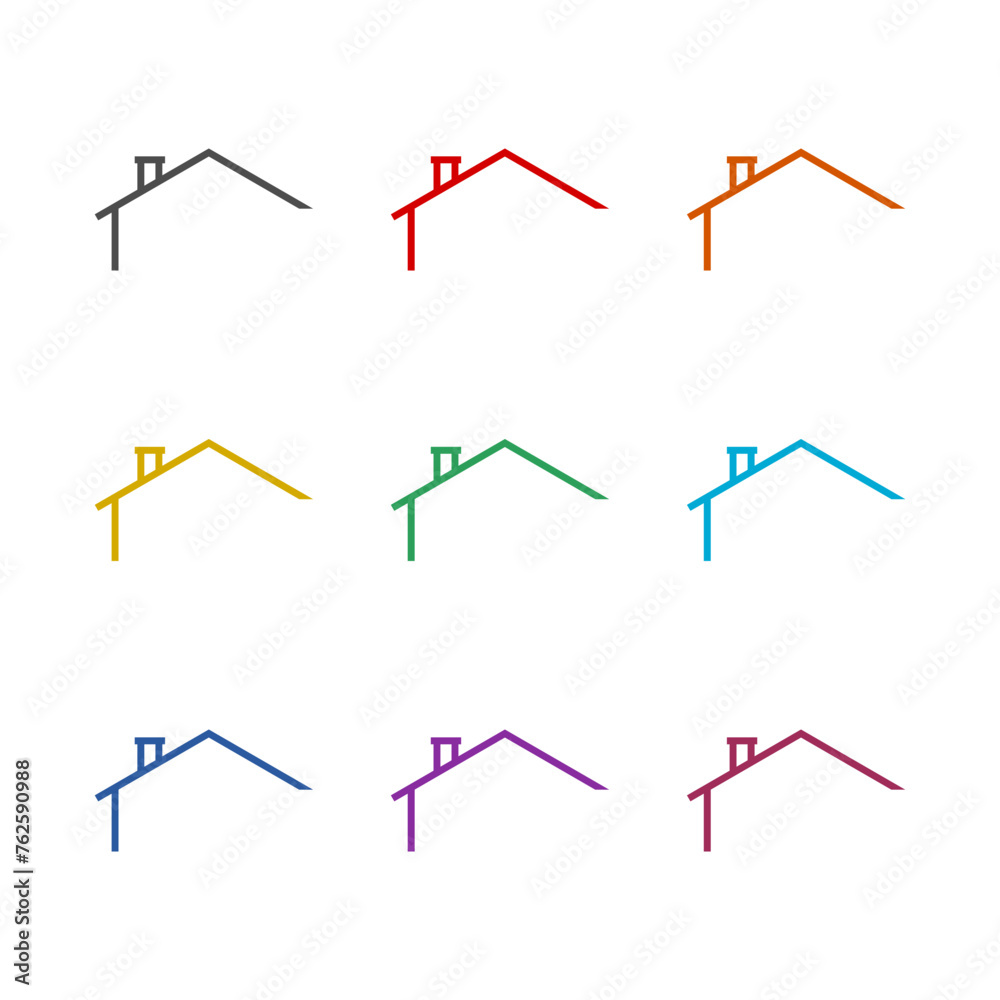 Home roof icon isolated on white background. Set icons colorful Home roof icon isolated on white background. Set icons colorful