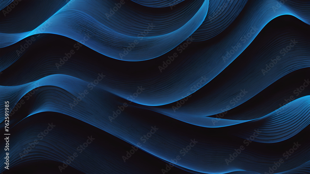Black dark azure cobalt sapphire blue abstract background Color gradient Geometric shape Wave wavy curved line Rough grunge grain - obrazy, fototapety, plakaty 
