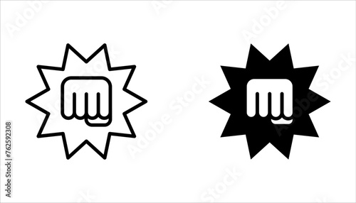 Fist Bump Isolated Line Icon set Style Design on white background