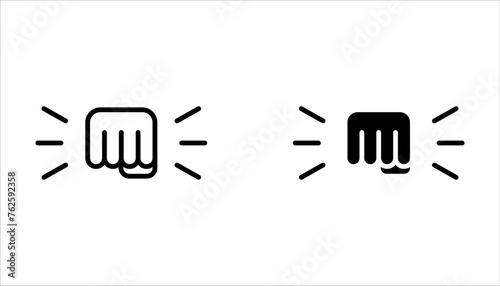 Fist Bump Isolated Line Icon set Style Design on white background