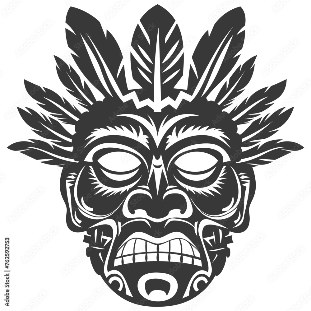 Silhouette Hawaiian Mask black color only Silhouette Hawaiian Mask black color only