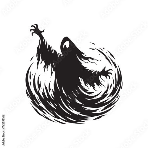 Ghost silhouette: Vector Ghost Silhouettes Hauntingly Capturing Ethereal Forms in Minimalist Design. Ghost black illustration