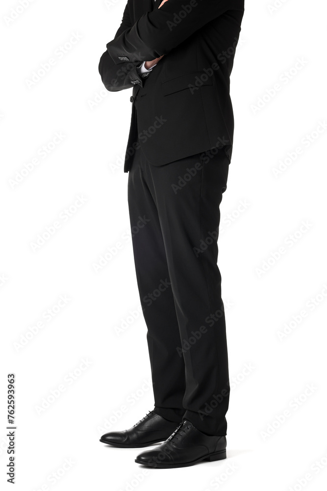 Businessman with crossed arms on white background, closeup Businessman with crossed arms on white background, closeup