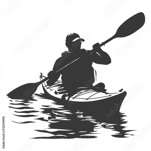 Silhouette Man Canoe Player in action full body black color only