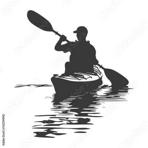 Silhouette Man Canoe Player in action full body black color only