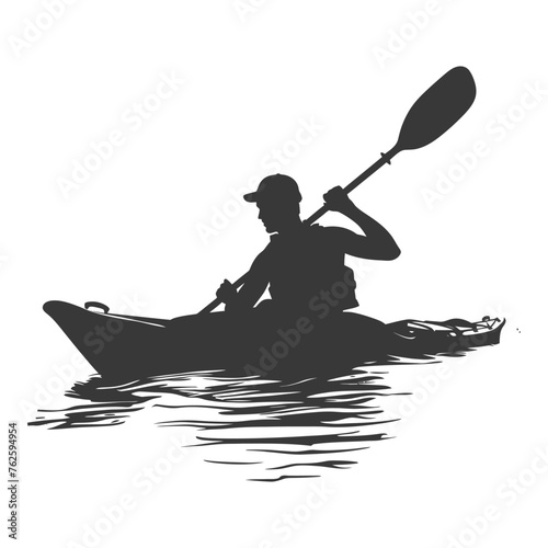 Silhouette Man Canoe Player in action full body black color only