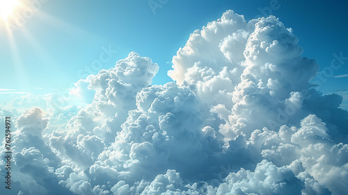 Fluffy cloud formation against blue sky photo