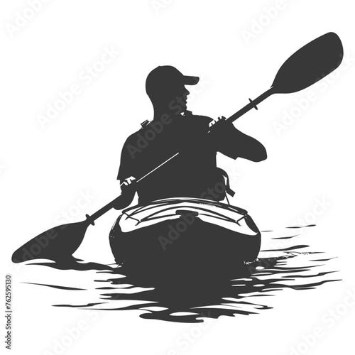 Silhouette Man Canoe Player in action full body black color only