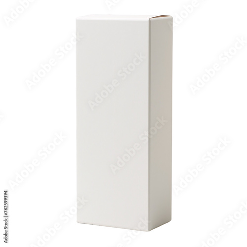 Blank white tall rectangular cardboard box packaging mockup on an isolated background 
