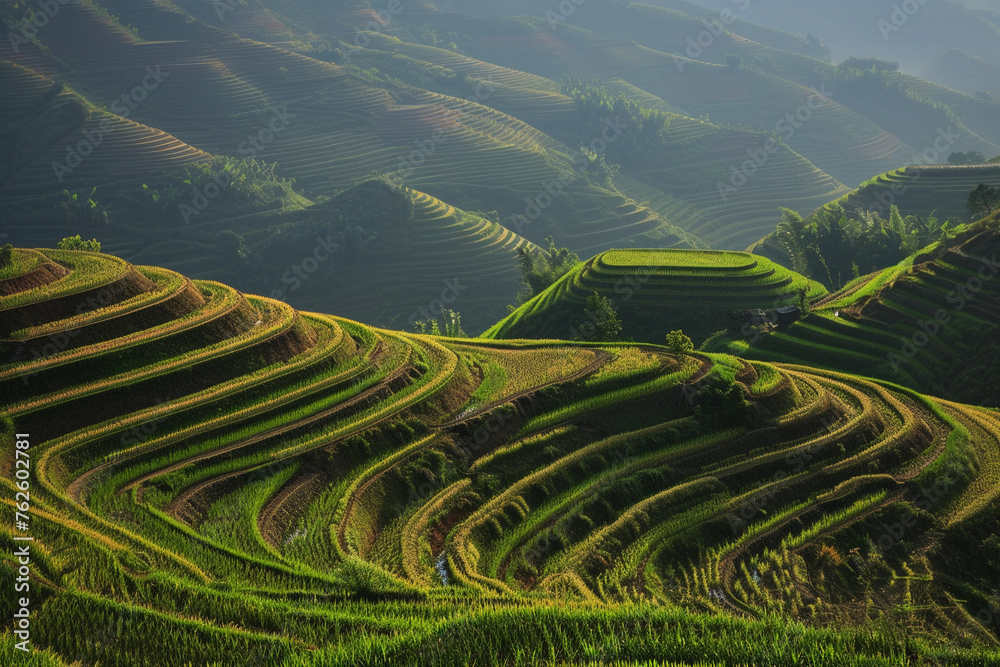 Terraced Rice Fields at Sunset Terraced Rice Fields at Sunset