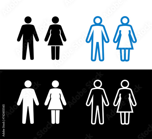 Toilet (restroom) icon. Designation of men's and women's toilets. Pictogram of a man and a woman. Silhouette of a person indicating a restroom.