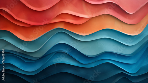 Abstract background with wavy multicolored paper layers. ,abstract papercut background consisting of iridescent multi colored lines of stepped character. layers of paper like in quilling photo