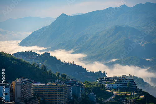 Cloud-Wrapped Town of Sapa Amidst the Vietnamese Highlands