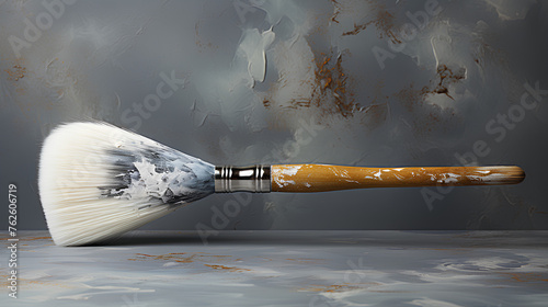 Paint brush, it is on a gray background photo