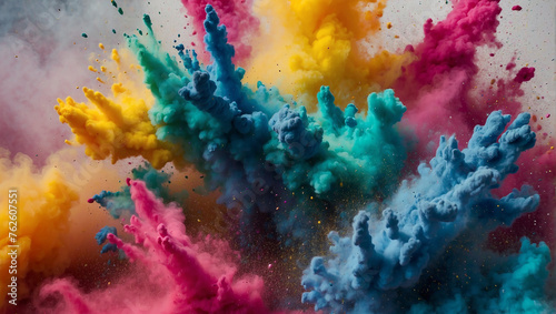 colorful background explosion on white background