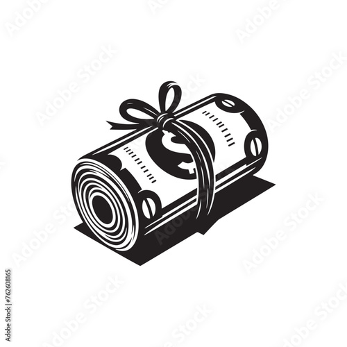 Cash Flow: Vector Money Roll Silhouettes Symbolizing Wealth, Prosperity, and Financial Success.