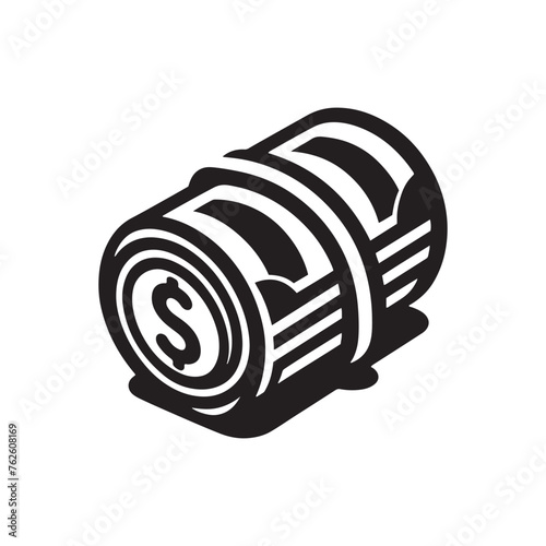 Cash Flow: Vector Money Roll Silhouettes Symbolizing Wealth, Prosperity, and Financial Success.