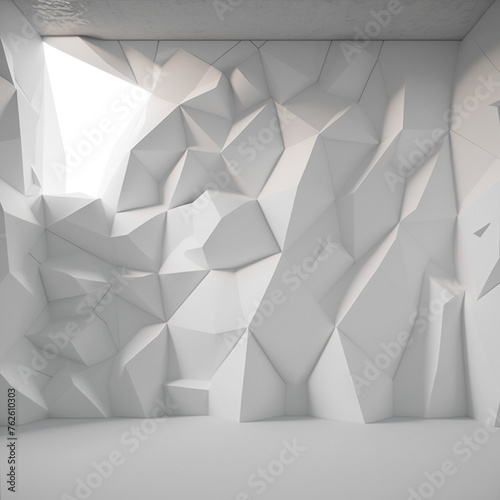 An abstract white background with 3D waves, soft edges and curves that highlight the play of light on smooth surfaces. The composition is balanced, demonstrating the elegance of lines and the beauty o