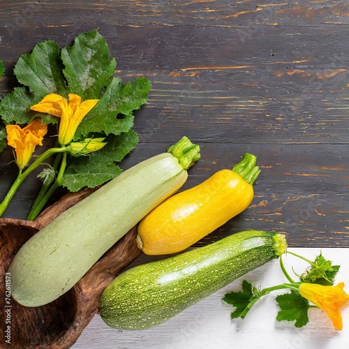 Garden Delights: Vibrant Zucchini Fruits with Room for Text by Firefly