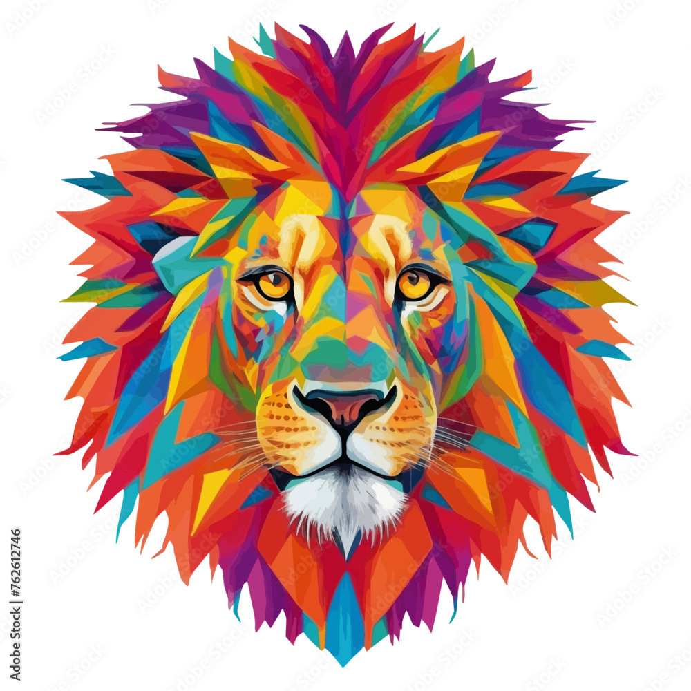 Lion head isolated in low poly style, transparent or white background, vector illustration, perfect for logo design