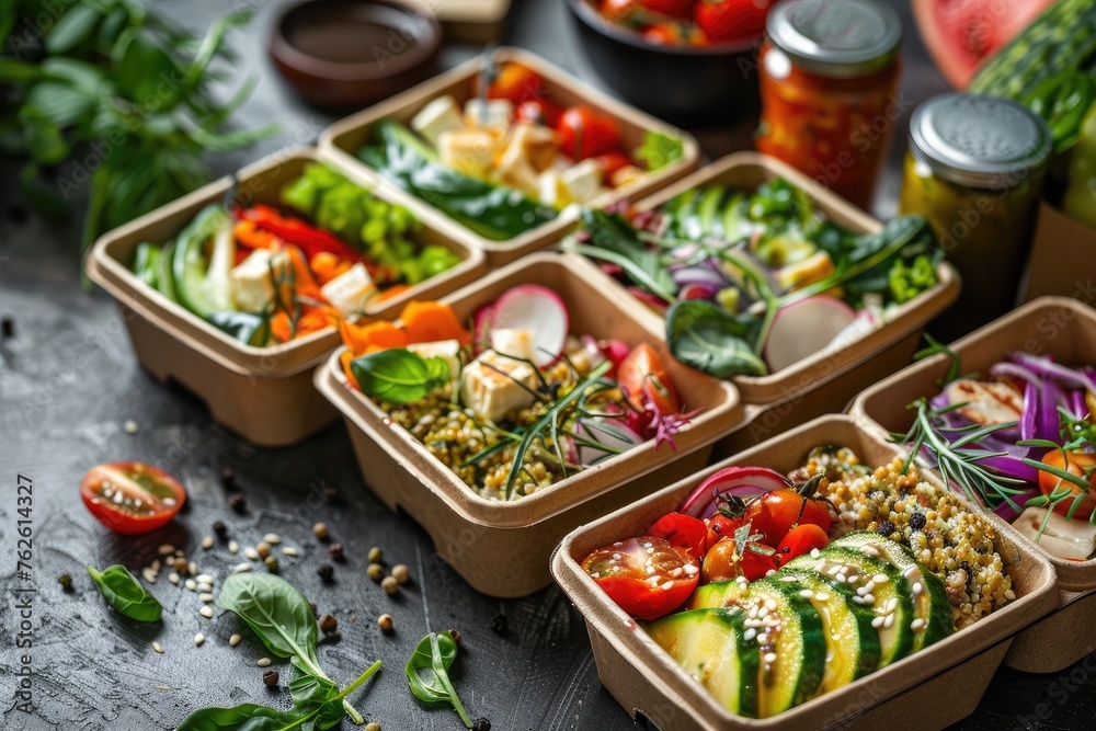 Healthy lunch in boxes. Zero waste concept. Healthy lunch in boxes. Zero waste concept.
