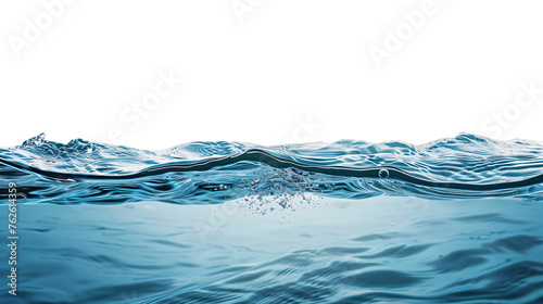 Clean drinking water cross sectional view with little bubbles on an isolated background